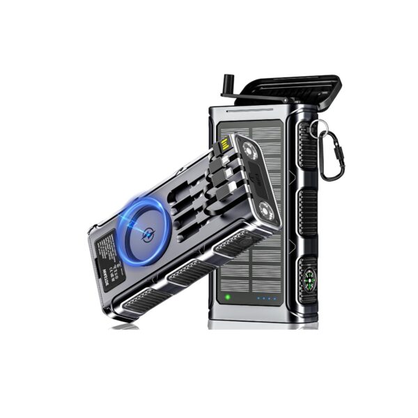 Batterie-Externe-avec-Manivelle-Argent